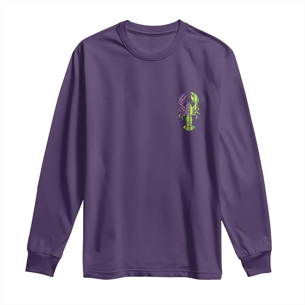 Carnival Mardi Gras USA American Flag Crawfish Pocket Long Sleeve Shirt TS10 Purple Print Your Wear