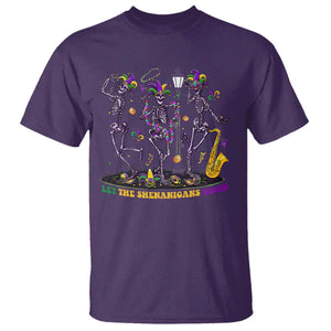Funny Mardi Gras T Shirt Dancing Skeleton Let The Shenanigans Begin TS10 Purple Print Your Wear