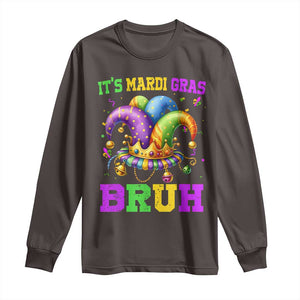 Bruh Mardi Gras Long Sleeve Shirt Jester Outfit Teens Boys Kids Mardi Gras TS10 Dark Chocolate Print Your Wear