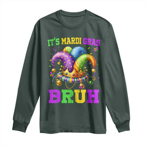 Bruh Mardi Gras Long Sleeve Shirt Jester Outfit Teens Boys Kids Mardi Gras TS10 Dark Forest Green Print Your Wear