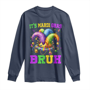 Bruh Mardi Gras Long Sleeve Shirt Jester Outfit Teens Boys Kids Mardi Gras TS10 Navy Print Your Wear