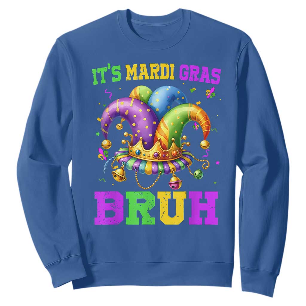 Bruh Mardi Gras Sweatshirt Jester Outfit Teens Boys Kids Mardi Gras TS10 Royal Blue Print Your Wear