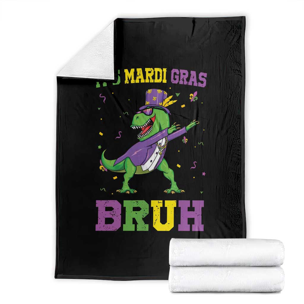 Bruh Mardi Gras Throw Blanket Dinosaur Meme New Orleans Party Custume Beads TS10 Black Print Your Wear