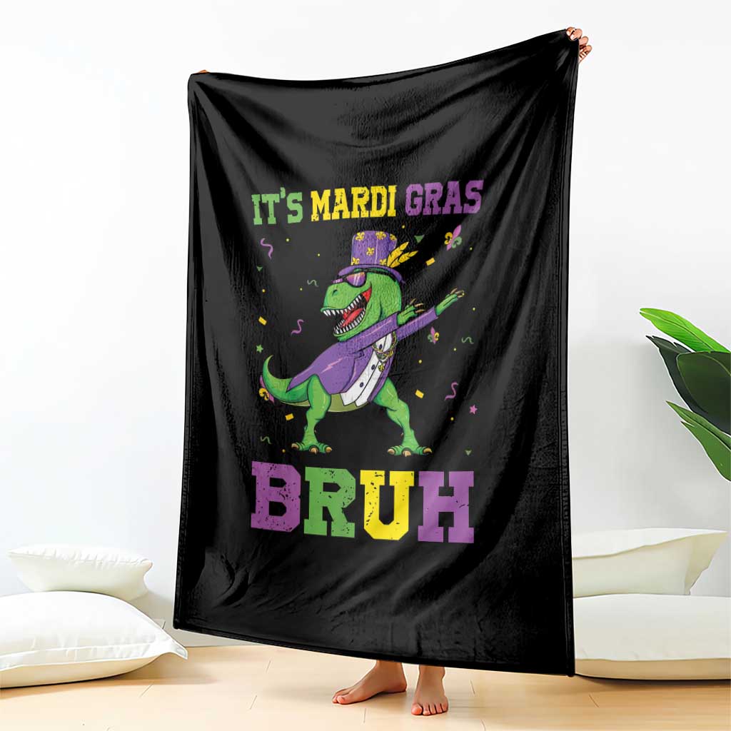 Bruh Mardi Gras Throw Blanket Dinosaur Meme New Orleans Party Custume Beads TS10 Print Your Wear