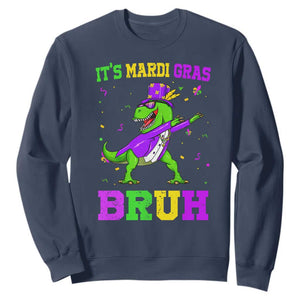 Bruh Mardi Gras Sweatshirt Dinosaur Meme New Orleans Party Custume Beads TS10 Navy Print Your Wear