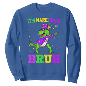 Bruh Mardi Gras Sweatshirt Dinosaur Meme New Orleans Party Custume Beads TS10 Royal Blue Print Your Wear