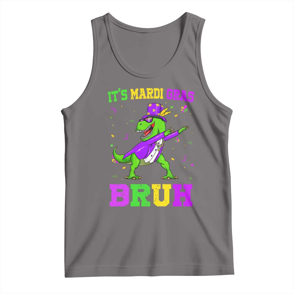 Bruh Mardi Gras Tank Top Dinosaur Meme New Orleans Party Custume Beads TS10 Deep Heather Print Your Wear