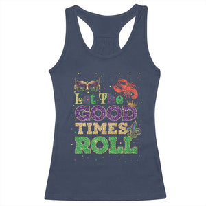 Mardi Gras Racerback Tank Top Let The Good Times Roll Glitter Print TS10 Navy Print Your Wear