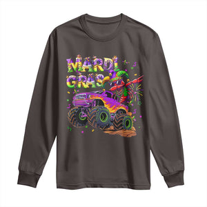 Mardi Gras Long Sleeve Shirt Dabbing Crawfish Monster Truck TS10 Dark Chocolate Print Your Wear