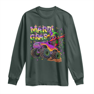 Mardi Gras Long Sleeve Shirt Dabbing Crawfish Monster Truck TS10 Dark Forest Green Print Your Wear