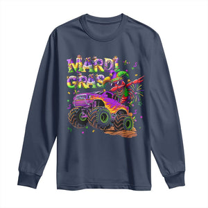 Mardi Gras Long Sleeve Shirt Dabbing Crawfish Monster Truck TS10 Navy Print Your Wear