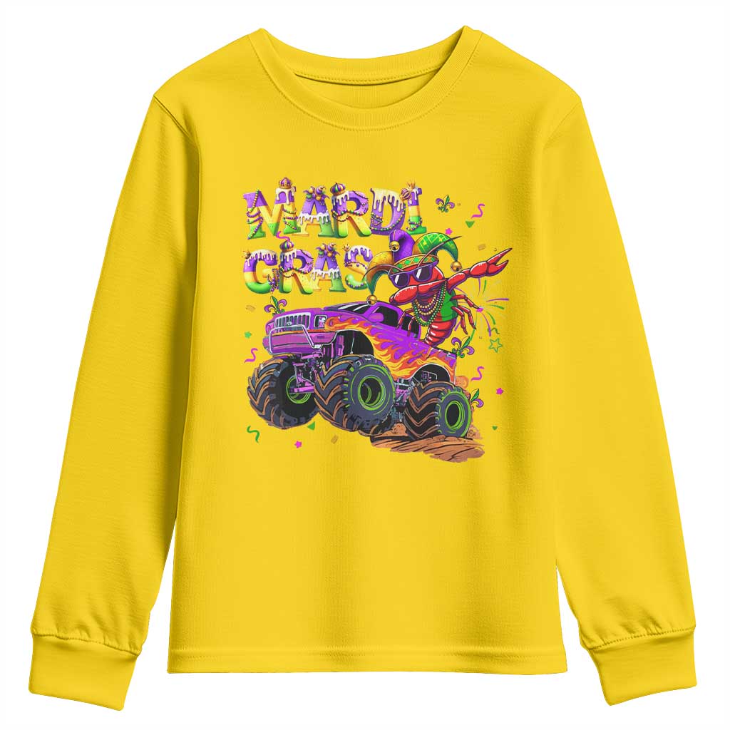 Mardi Gras Youth Sweatshirt Dabbing Crawfish Monster Truck TS10 Daisy Print Your Wear