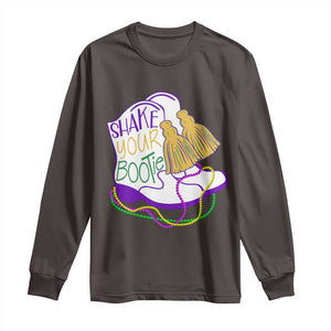 Mardi Gras Long Sleeve Shirt Shake Your Bootie Bead Boots TS10 Dark Chocolate Print Your Wear