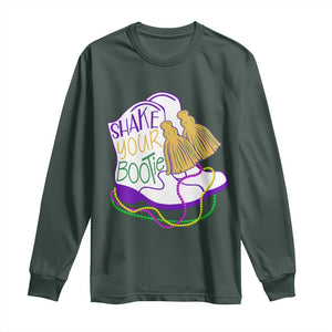 Mardi Gras Long Sleeve Shirt Shake Your Bootie Bead Boots TS10 Dark Forest Green Print Your Wear