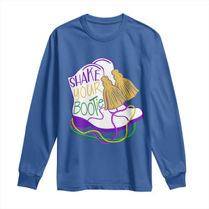 Mardi Gras Long Sleeve Shirt Shake Your Bootie Bead Boots TS10 Royal Blue Print Your Wear