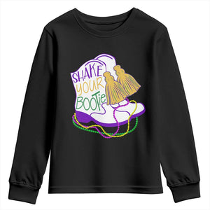 Mardi Gras Youth Sweatshirt Shake Your Bootie Bead Boots TS10 Black Print Your Wear