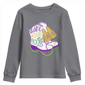Mardi Gras Youth Sweatshirt Shake Your Bootie Bead Boots TS10 Charcoal Print Your Wear