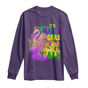 Its Mardi Gras Yall Long Sleeve Shirt Funny Carnival Flamingo TS10 Purple Print Your Wear