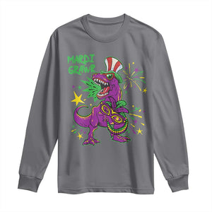 Mardi Gras Dino Long Sleeve Shirt Toddler Kids Boys Gift Mardi Grawr TS10 Charcoal Print Your Wear