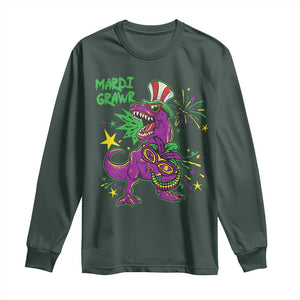 Mardi Gras Dino Long Sleeve Shirt Toddler Kids Boys Gift Mardi Grawr TS10 Dark Forest Green Print Your Wear