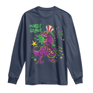 Mardi Gras Dino Long Sleeve Shirt Toddler Kids Boys Gift Mardi Grawr TS10 Navy Print Your Wear