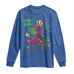 Mardi Gras Dino Long Sleeve Shirt Toddler Kids Boys Gift Mardi Grawr TS10 Royal Blue Print Your Wear