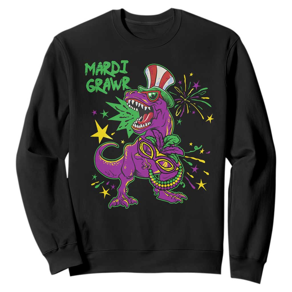Mardi Gras Dino Sweatshirt Toddler Kids Boys Gift Mardi Grawr TS10 Black Print Your Wear
