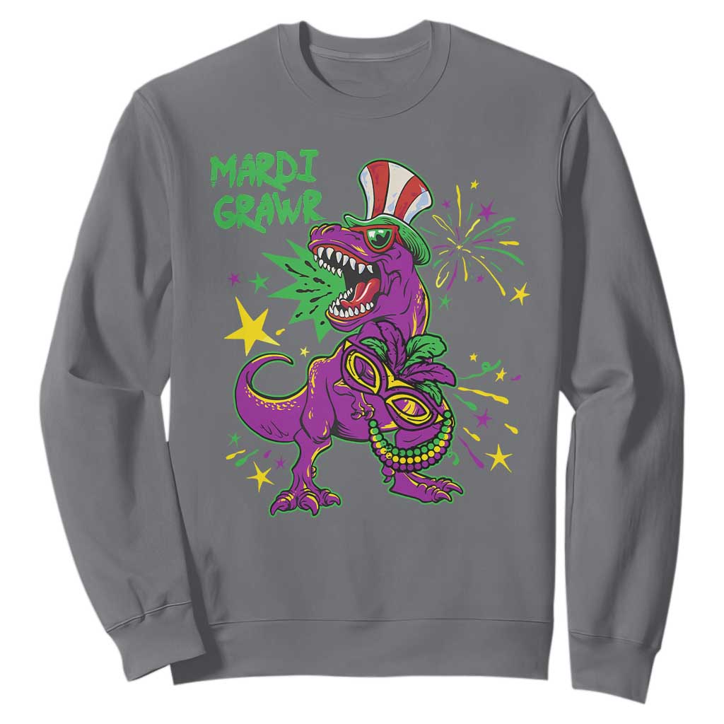 Mardi Gras Dino Sweatshirt Toddler Kids Boys Gift Mardi Grawr TS10 Charcoal Print Your Wear