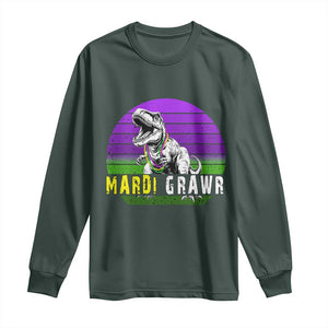 Mardi Grawr Dinosaur Long Sleeve Shirt Toddler Kids Boys Gift TS10 Dark Forest Green Print Your Wear