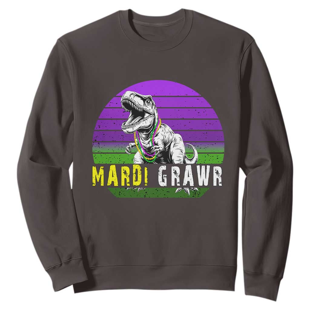 Mardi Grawr Dinosaur Sweatshirt Toddler Kids Boys Gift TS10 Dark Chocolate Print Your Wear
