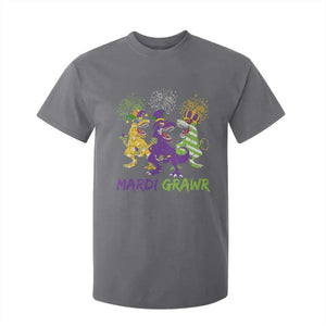 Mardi Gras Dinosaur T Shirt For Kid Dino Mardi Grawr Firework TS10 Charcoal Print Your Wear