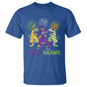 Mardi Gras Dinosaur T Shirt Dino Mardi Grawr Firework TS10 Royal Blue Print Your Wear
