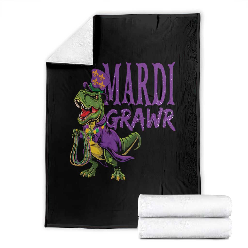 Dinosaur Mardi Gras Throw Blanket Funny Meme New Orleans Party Custume Beads TS10 Black Print Your Wear