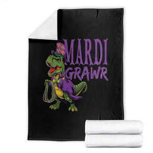 Dinosaur Mardi Gras Throw Blanket Funny Meme New Orleans Party Custume Beads TS10 Black Print Your Wear