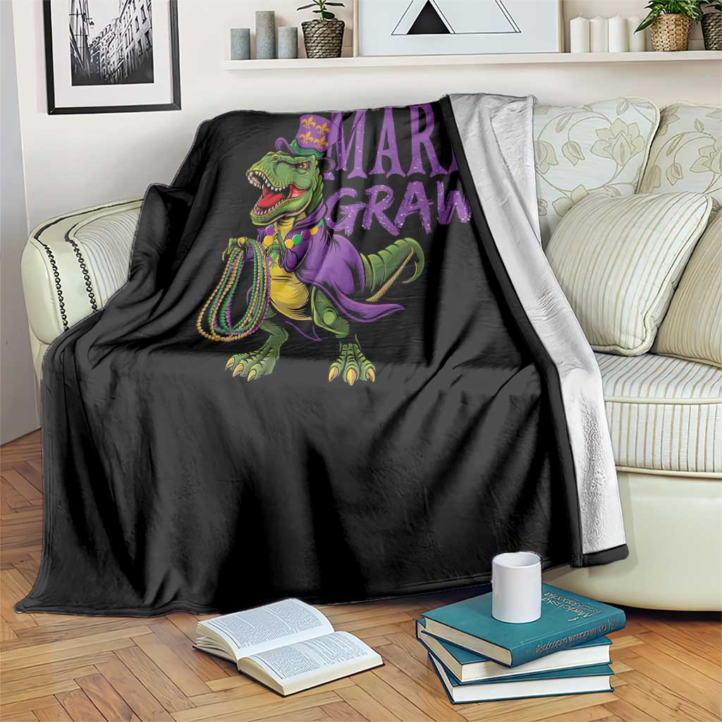 Dinosaur Mardi Gras Throw Blanket Funny Meme New Orleans Party Custume Beads TS10 Print Your Wear