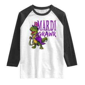 Dinosaur Mardi Gras Raglan Shirt Funny Meme New Orleans Party Custume Beads TS10 White Black Print Your Wear