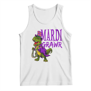 Dinosaur Mardi Gras Tank Top Funny Meme New Orleans Party Custume Beads TS10 White Print Your Wear