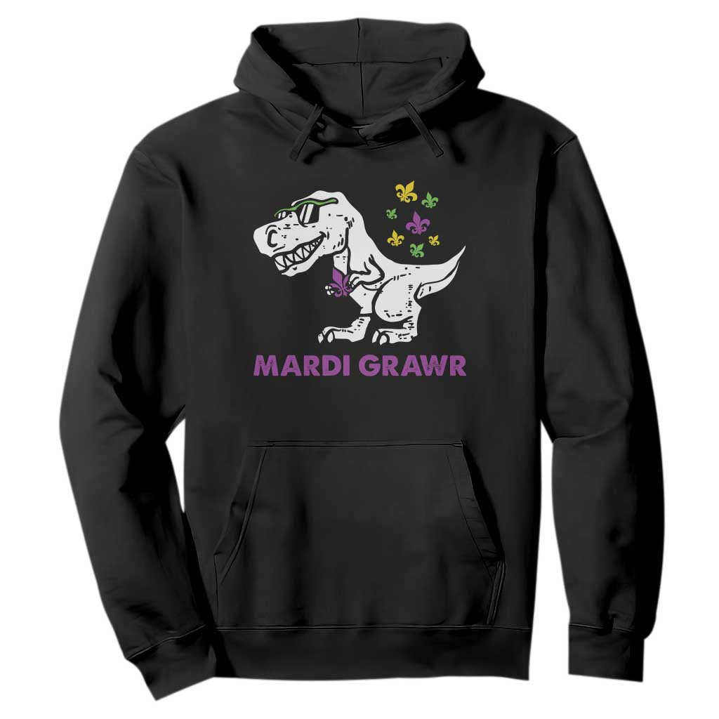 Mardi Gras Grawr Dinosaur Hoodie Fat Tuesday Kids TS10 Black Print Your Wear