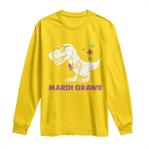 Mardi Gras Grawr Dinosaur Long Sleeve Shirt Fat Tuesday Kids TS10 Daisy Print Your Wear