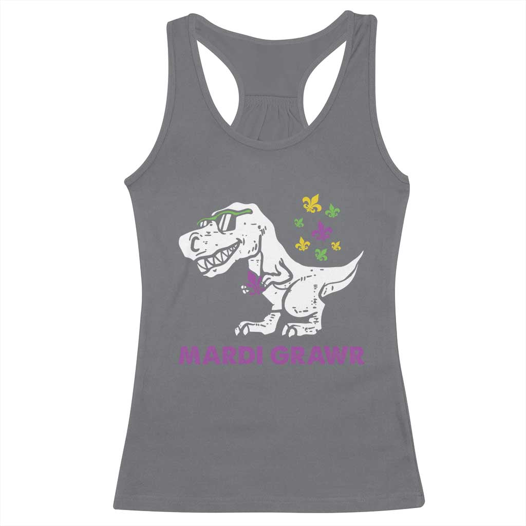 Mardi Gras Grawr Dinosaur Racerback Tank Top Fat Tuesday Kids TS10 Charcoal Print Your Wear