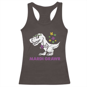 Mardi Gras Grawr Dinosaur Racerback Tank Top Fat Tuesday Kids TS10 Dark Chocolate Print Your Wear