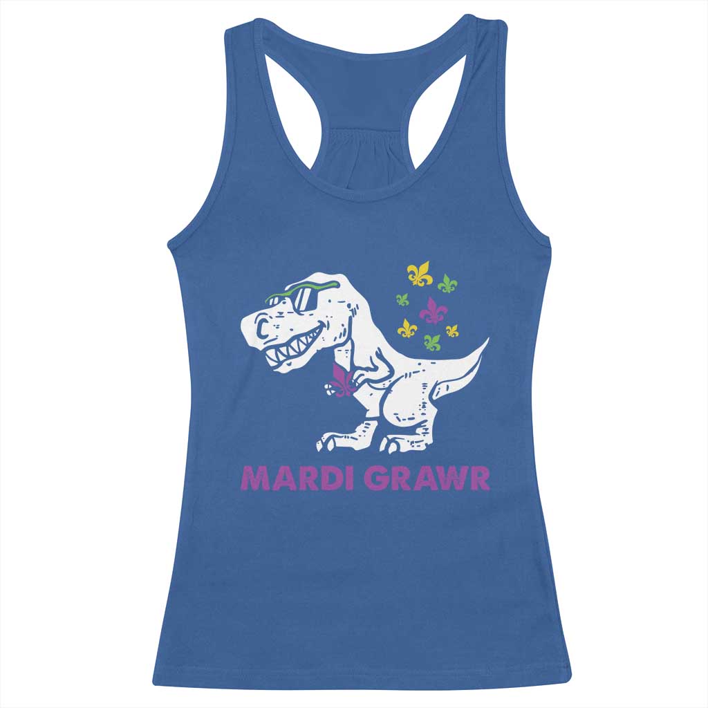 Mardi Gras Grawr Dinosaur Racerback Tank Top Fat Tuesday Kids TS10 Royal Blue Print Your Wear