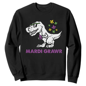 Mardi Gras Grawr Dinosaur Sweatshirt Fat Tuesday Kids TS10 Black Print Your Wear