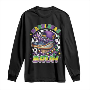 Bruh Mardi Gras Crocodile Long Sleeve Shirt Alligator Costume Teens Boys Kids TS10 Black Print Your Wear