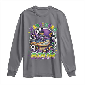 Bruh Mardi Gras Crocodile Long Sleeve Shirt Alligator Costume Teens Boys Kids TS10 Charcoal Print Your Wear