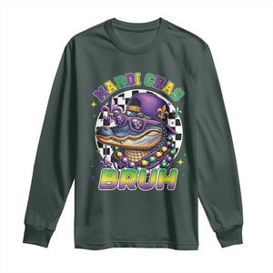 Bruh Mardi Gras Crocodile Long Sleeve Shirt Alligator Costume Teens Boys Kids TS10 Dark Forest Green Print Your Wear