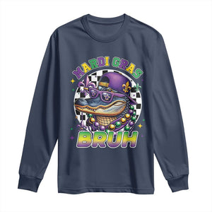 Bruh Mardi Gras Crocodile Long Sleeve Shirt Alligator Costume Teens Boys Kids TS10 Navy Print Your Wear