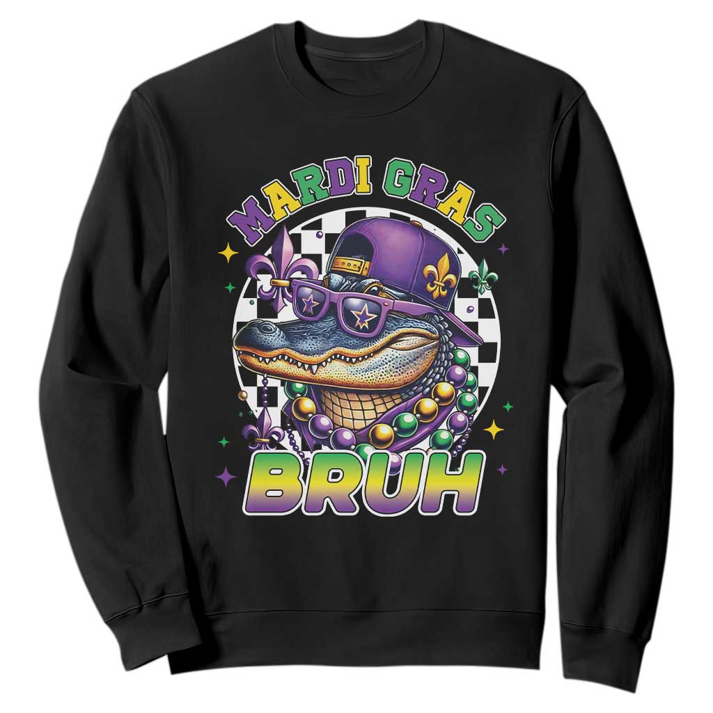 Bruh Mardi Gras Crocodile Sweatshirt Alligator Costume Teens Boys Kids TS10 Black Print Your Wear