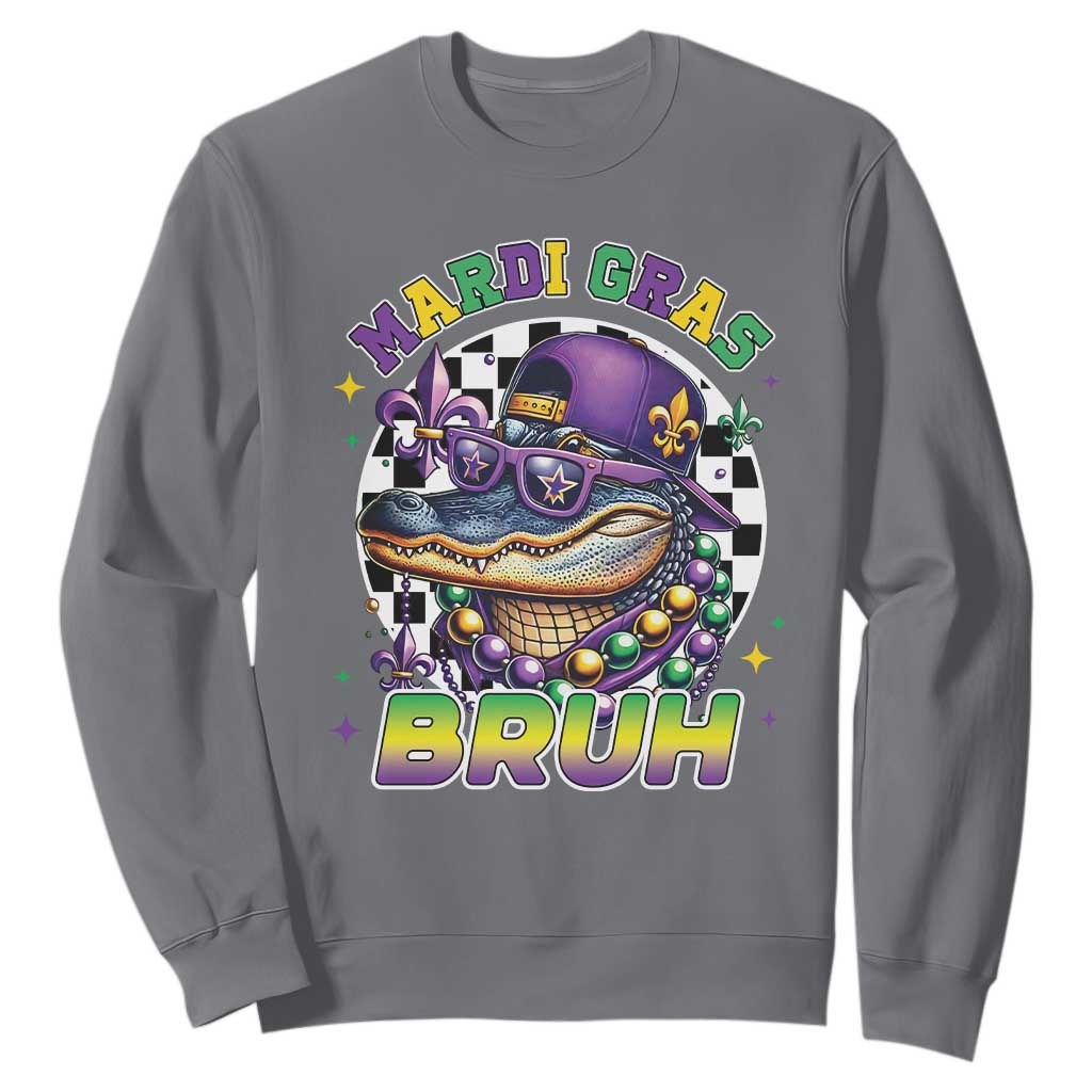 Bruh Mardi Gras Crocodile Sweatshirt Alligator Costume Teens Boys Kids TS10 Charcoal Print Your Wear