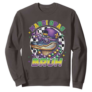 Bruh Mardi Gras Crocodile Sweatshirt Alligator Costume Teens Boys Kids TS10 Dark Chocolate Print Your Wear